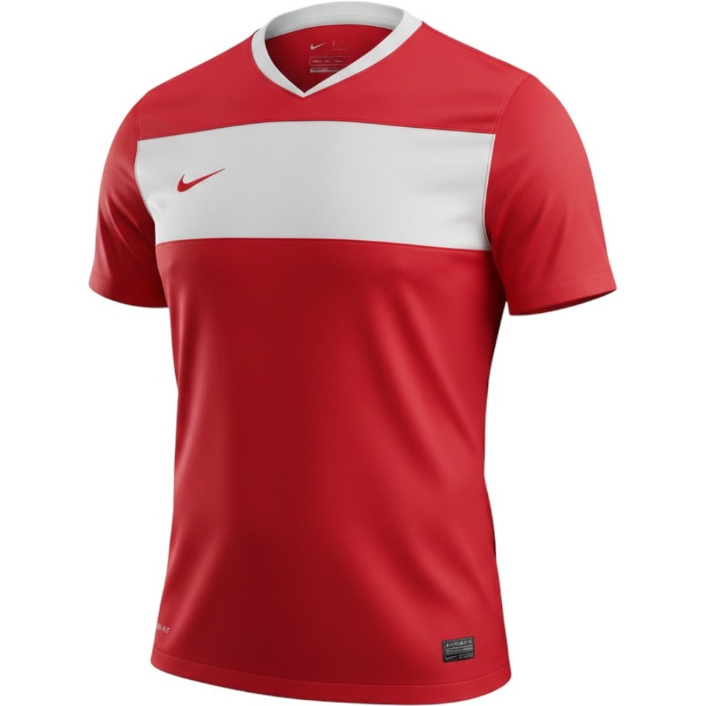 Nike Soccer‎ Jersey Mens Large Red White Dri-FIT V-Neck Short Sleeve Athletic
